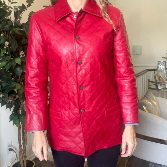 Salvatore Ferragamo Women’s Red Authentic Leather Jacket Vintage Size 8 EU42